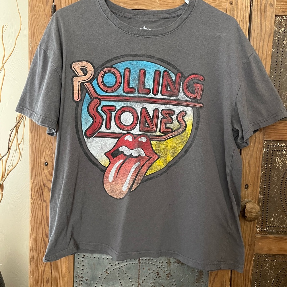 The Rolling Stones Tee - Charcoal Gray with Multicolor Logo
